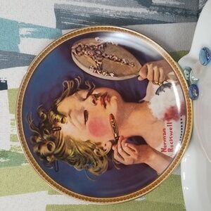 P4d-Knowles Norman Rockwell "Making Believe At The Mirror" LE Collector's Plate